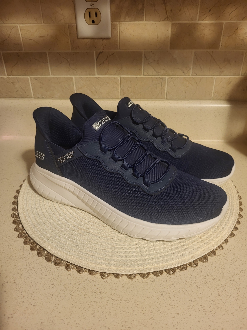 Skechers Navy and White Slip-Ins Lightweight Slip-On Sneakers